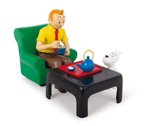 Statuette "Tintin prenant le thé"